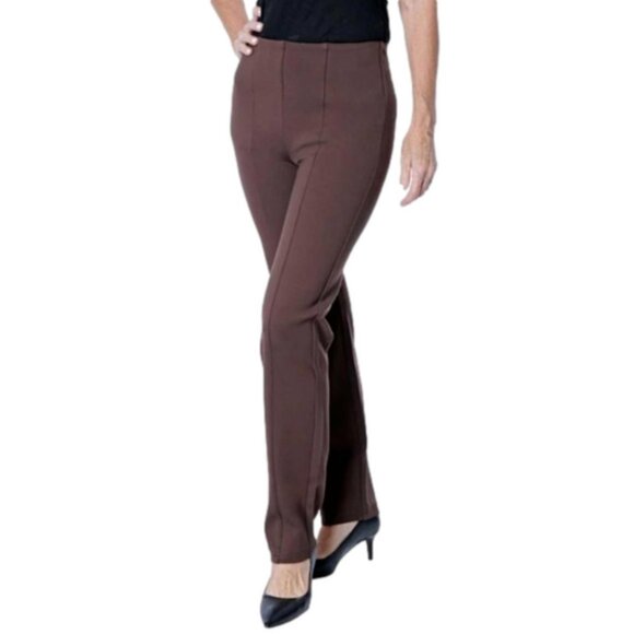 NEW Bellina Brown Straight Leg Ponte Pants- Size Medium Petite (bin 1U) - Picture 1 of 2